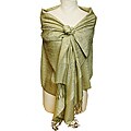 Women's Green and Olive Jacquard Shawl Wrap