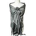Women's Silver and Black Shawl Wrap