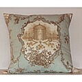 Garden Pleasure Robin's Egg Blue / Taupe Toile Decorative Pillow