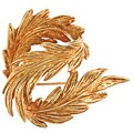 Tiffany 18k Yellow Gold Circa 1960's Hand-carved Leaf Brooch