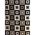 Modern Deco Black Blocks Rug (3'9 x 5'1)