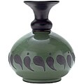 Green Etched 'Black Teardrop' Medium Vase (Peru)