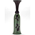 Green Etched Tall Black 'Teardrop' Vase (Peru)