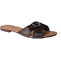 Elegant by Beston Women's 'SANDRI-6' Brown Buckle Flat Sandals