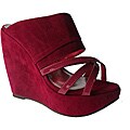Elegant by Beston Women's Fuchsia Platform Wedges