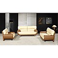 Sasana Faux Leather Two Tone 3-piece Sofa Set