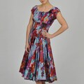 Grace Element Women's Blue Floral Cotton Smocked Waist Dress