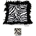 Zebra Printed Pillow with Feather Trim