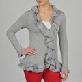 Grace Elements Grey Ruffle Trim Shirt