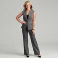 Tahari ASL Women's Sleeveless Sharkskin 2-piece Pant Suit
