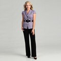 Tahari ASL Women's Purple/ Black Short-sleeve 2-piece Pant Suit