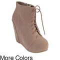 Hailey Jeans Co Women's 'Sprout' Lace-up Platform Wedge Booties