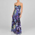 Oleg Cassini Women's Purple Multi Abstract Floral Dress