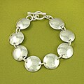 Handcrafted Alpaca Silver 'Half And Half Discs' Link Bracelet (Mexico)