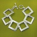 Handcrafted Alpaca Silver 'Cut Out Squares' Link Bracelet (Mexico)