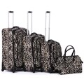 Nicole Miller 'Camo Cheetah' 4-piece Expandable Spinner Luggage Set