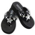 Hidden Sole Women's Black Rhinestone Flip Flops