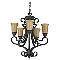 Five-light Iron Chandelier with Glass