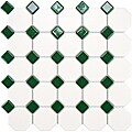 Somertile 11-5/8x11-5/8-inch Victorian Octagon Matte White with Green Dot Porcelain Tiles (Case of 10)