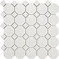 Somertile 11-5/8x11-5/8-inch Victorian Octagon Matte White with White Dot Porcelain Tile (Case of 10)