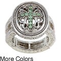 New! Vatican Silvertone Crystal Birthstone Cross Stretch Ring