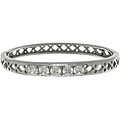 Stainless Steel Cubic Zirconia Open Diamond Design Bangle Bracelet