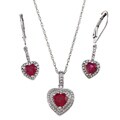 Sterling Silver Created Ruby and CZ Jewelry Set