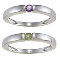 Sterling Silver Created Gemstone Solitaire Ring