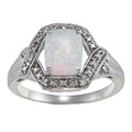 Sterling Silver Created Opal and Cubic Zirconia Ring