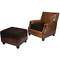 Barcelona Brown Leather and Wool Storage Ottoman