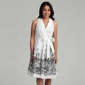 Evan Picone Women's Off White/ Black Wrap Dress