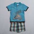 Good Lad Toddler Boy's Dump Truck Print Polo Shirt and Shorts Set