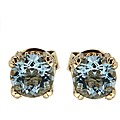 D'sire 10k Yellow Gold Round Aquamarine Stud Earrings