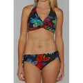 Jag Women's Black Tropical Print Halter Bikini