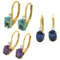 Jenne Gemstone Gold over Silver Created Gemstone and CZ Earrings