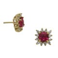 Jenne 14k Gold over Silver Created Ruby and CZ Earrings