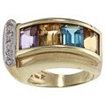 14k Gold Multi-gemstone and 1/5ct TDW Diamond Estate Ring (H-I, SI1-SI2)