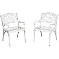 Home Styles Biscayne Cast Aluminum White Outdoor Arm Chairs (Set of 2)