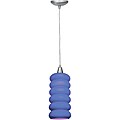 Heather Brushed Steel Cobalt Glass Lantern Pendant Light Fixture