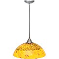 Rita Brushed Steel Amber Glass Inverted Bowl Pendant Light Fixture