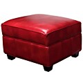 Miguel Red Leather Storage Ottoman
