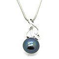 Pearlz Ocean Sterling Silver Blue Freshwater Pearl Necklace (11-12 mm)