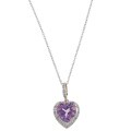 Sterling Silver Amethyst and 1/10ct TDW Diamond Heart Necklace (J-K, I3)