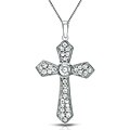 14k White Gold 1/6ct TDW Cross Diamond Necklace (G-H, I1-I2)