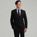 Hickey by Hickey Freeman Men's Black Shadow Stripe Worstered Wool 2-piece Suit