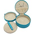 Morelle and Co. 'Jennifer' Turquoise Leather Round Zippered Jewelry Box