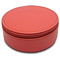 Morelle and Co. 'Jennifer' Coral Leather Round Zippered Jewelry Box