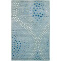 Handmade Deco Wave Light Blue New Zealand Wool Rug (3'6 x 5'6')