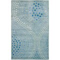 Handmade Soho Deco Wave Light Blue New Zealand Wool Rug (5'x 8')