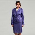 Isabella Women's Notch Collar Double Peplum Jacquard Skirt Suit